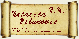Natalija Milunović vizit kartica